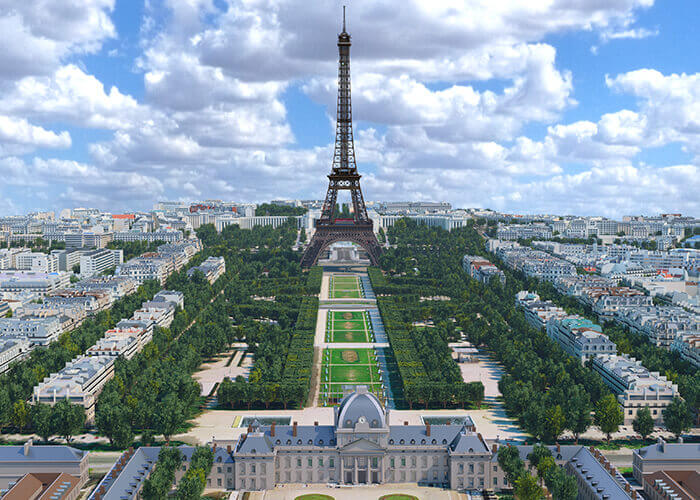 Nuvole di dati per la Torre Eiffel e Champ de Mars