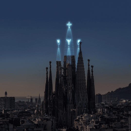 Drone showlinght della Sagrada Familia