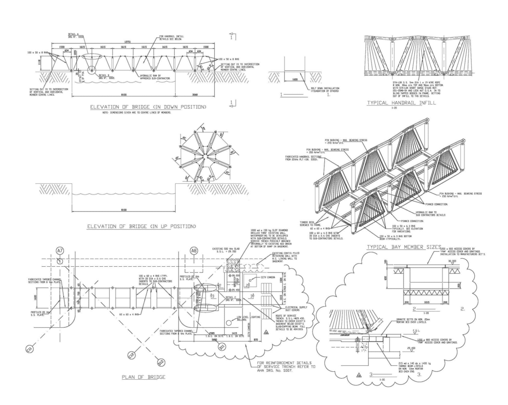 Stralcio progettuale del Rolling Bridge