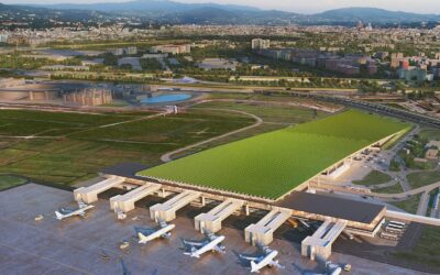 I render del nuovo Aeroporto Internazionale “Amerigo Vespucci” di Firenze: un terminal sotto le vigne