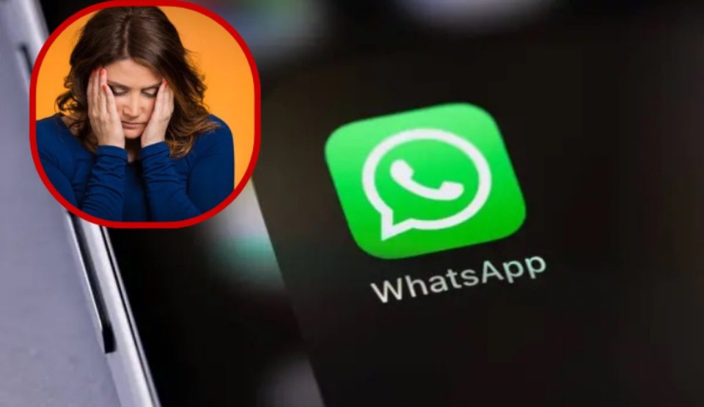 Donna preoccupata e Whatsapp